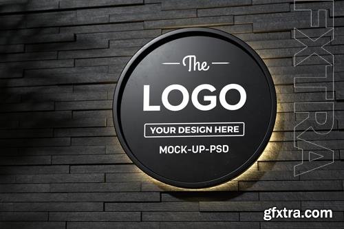 PSD shop sign mockup on black wall vol 2