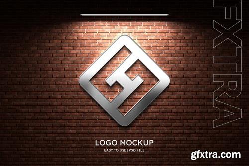 PSD logo mockup on brick wall