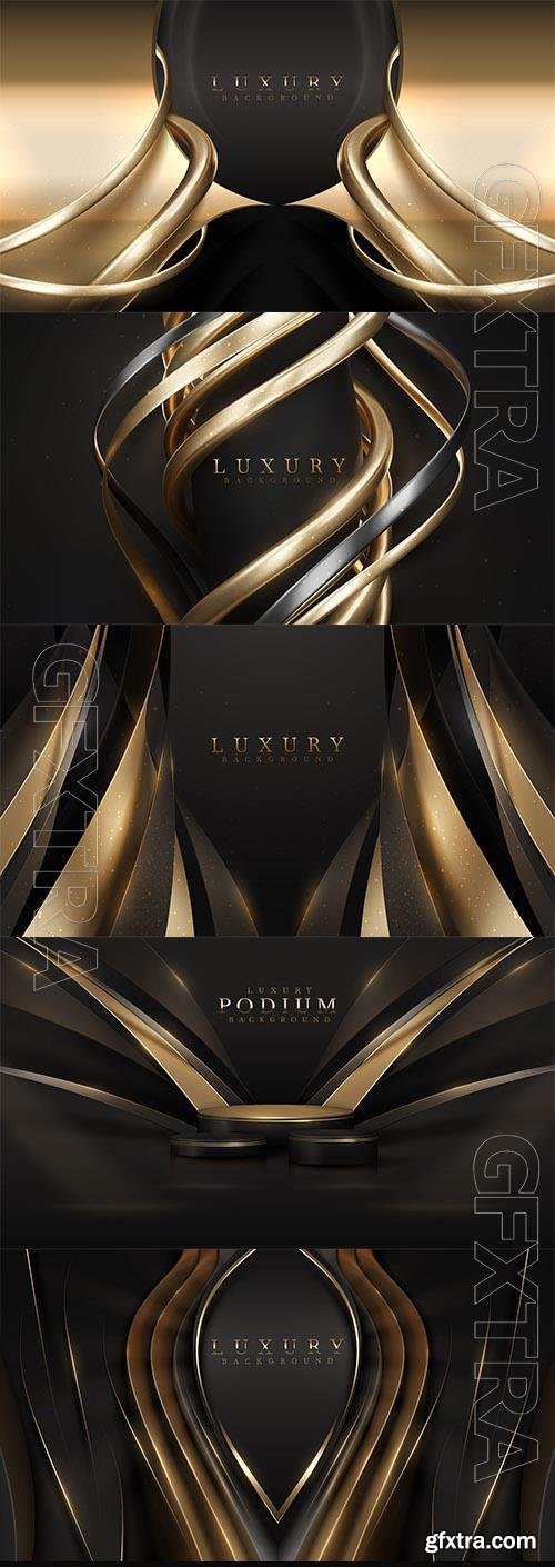 Gold luxury background with black with line decoration and glitter light effect