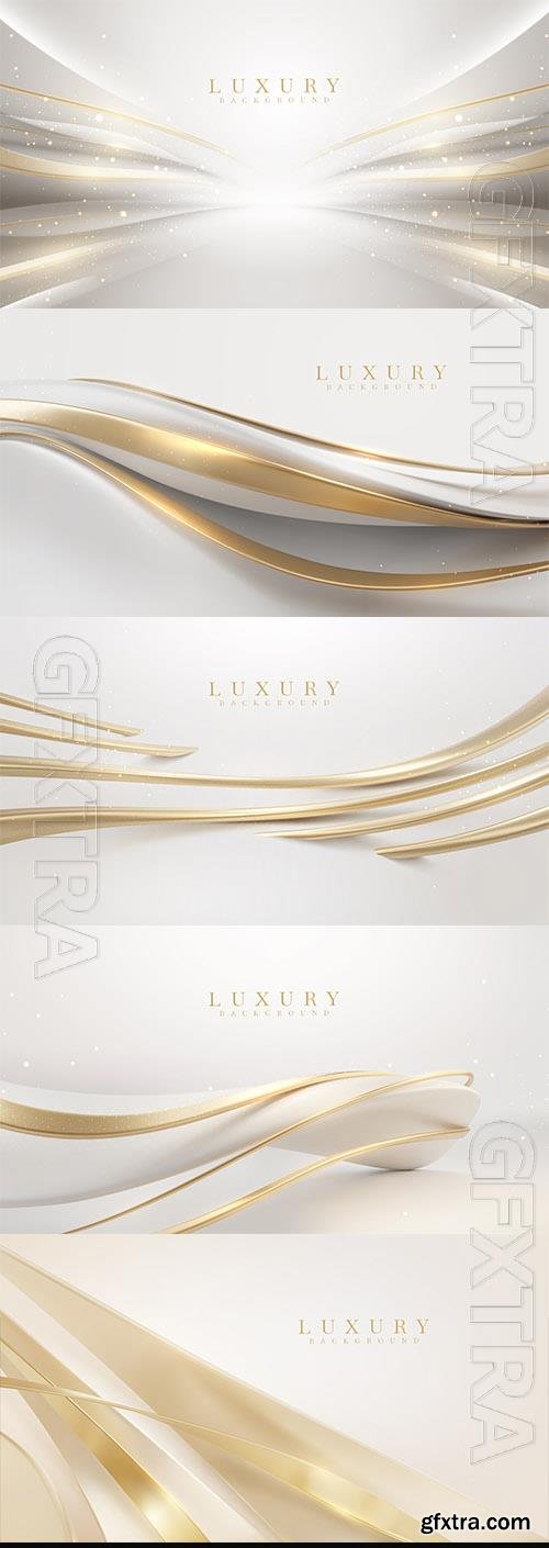 White vector background with golden line elements and light effect