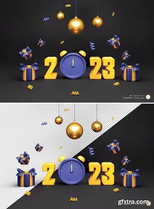 3D Black New Year Illustration With O\'clock 4UJNZSX