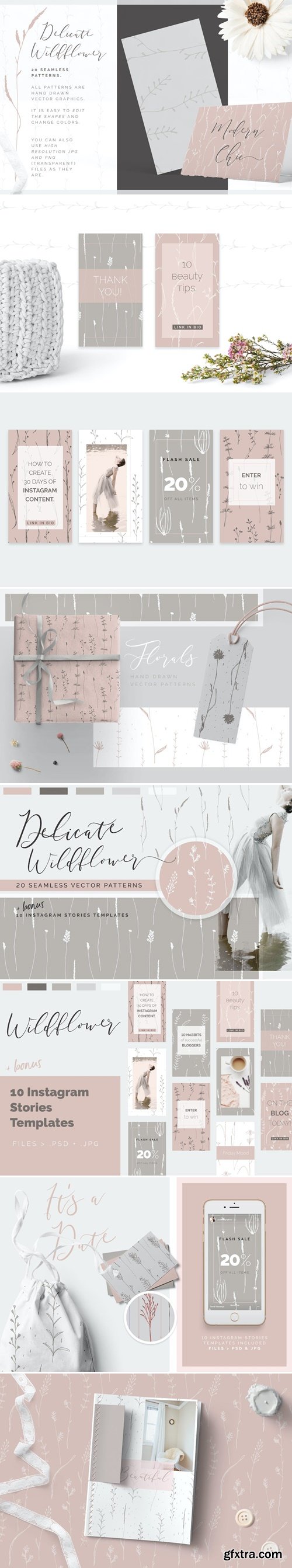 Wildflower Patterns + Templates W7CFTLF