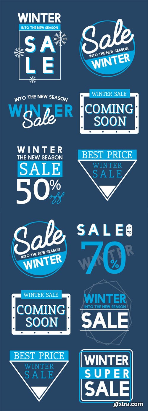 9 Winter Sale Badges Vector Templates