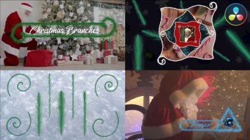 Videohive - Christmas Branches And Vignettes And Titles Pack for DaVinci Resolve - 42347550 - 42347550