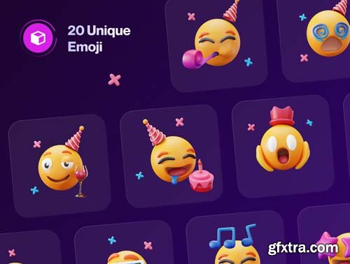 Ui8 - Emoty - 3D Party & Celebration Emoji Set $35