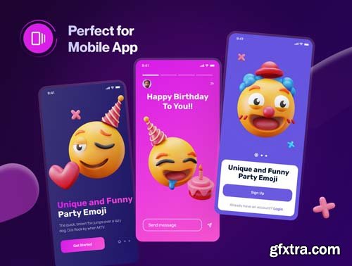 Ui8 - Emoty - 3D Party & Celebration Emoji Set $35