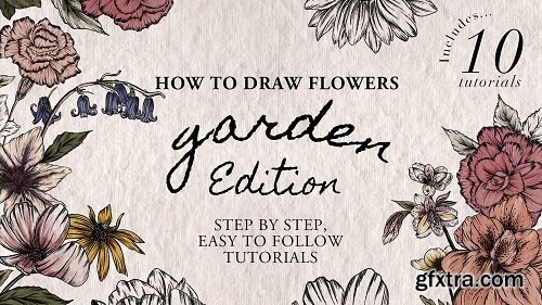 Learn How To Draw Garden Flowers - 10 Step By Step Real Time Tutorials