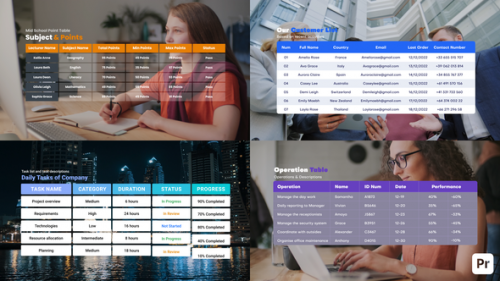 Videohive - Table List Pack - Premiere Pro - 42368517 - 42368517