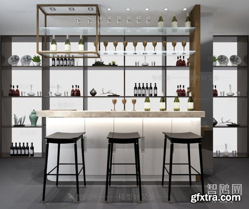 Modern  Bar Counter Bar Stool Wine  Cabinet