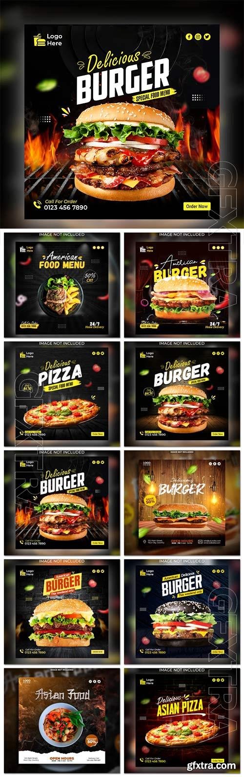 Food social media promotion psd flyer template vol 7