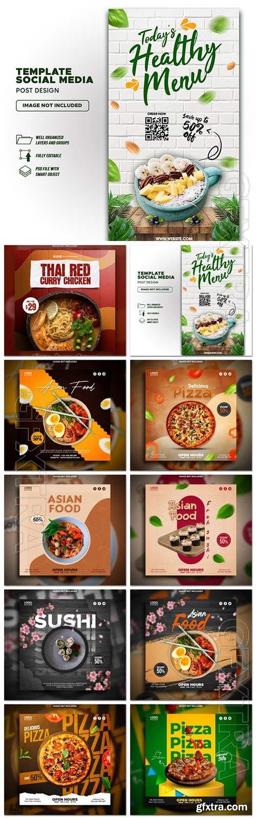 Food social media promotion psd flyer template vol 6