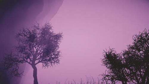 Videohive - Tree silhouettes in purple utopian environment - 42442370 - 42442370