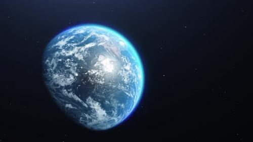 Videohive - Cinematic slide of Earth in Space with volume lighting and stars background. - 39892802 - 39892802