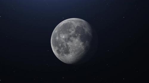 Videohive - Cinematic zoom in of Moon in Space with bright and dark areas on stars background. - 40180461 - 40180461