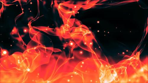 Videohive - Abstract orange smoke and red fire flies in waves and flying particles, bright glowing sparks - 42475402 - 42475402