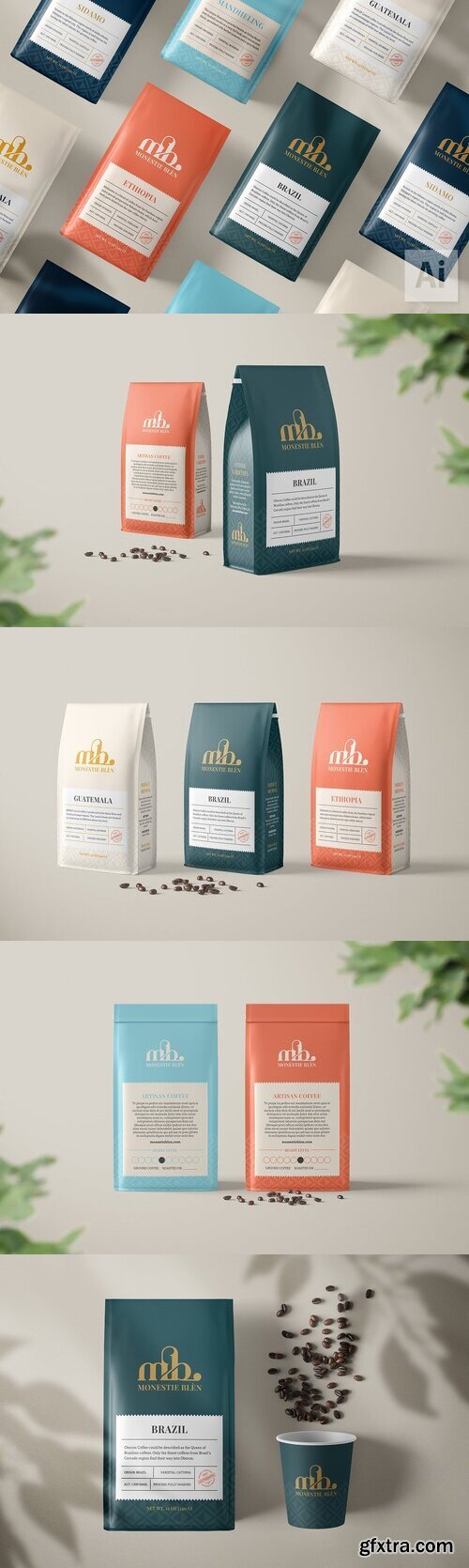 Creativemarket - Monestie Blen Coffee Bag Template 4873715