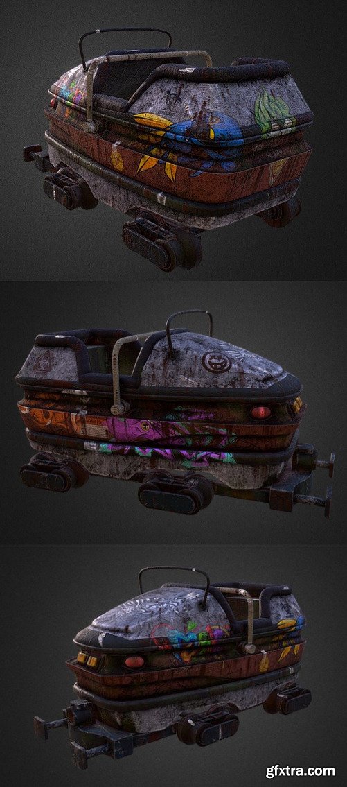 Abandoned Coaster cart 3D Model