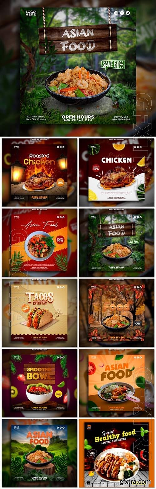 Food social media promotion psd flyer template vol 12
