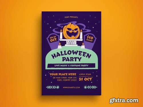 Purple Modern Halloween Party Flyer Layout 529502213