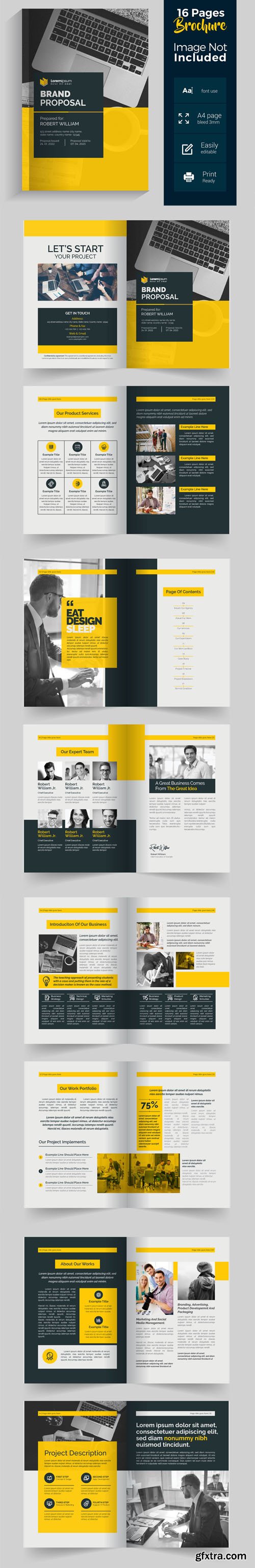 Corporate Brand Proposal - 16 Pages Brochure Vector Template