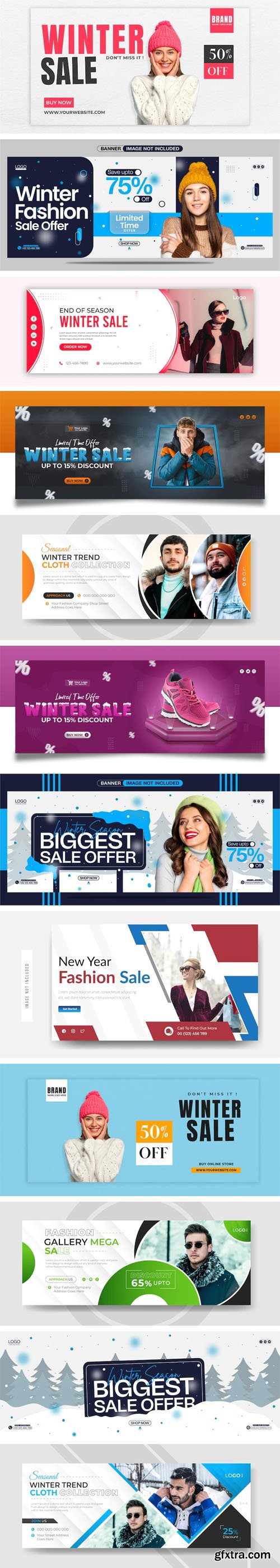 10+ Winter Sales Web Banners Vector Templates