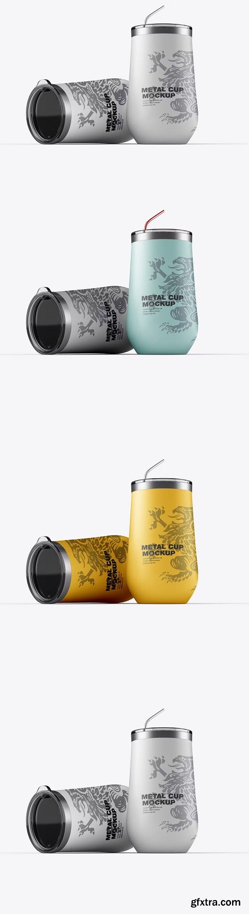 Set Steel Travel Cup Mockup