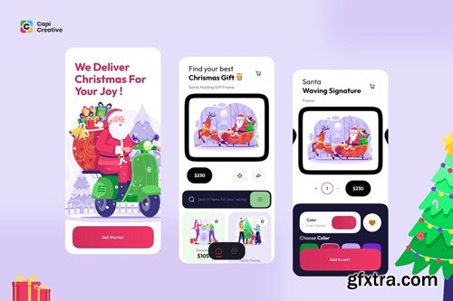 Chrismas eCommerce - Mobile App UI Design J2CKTAZ