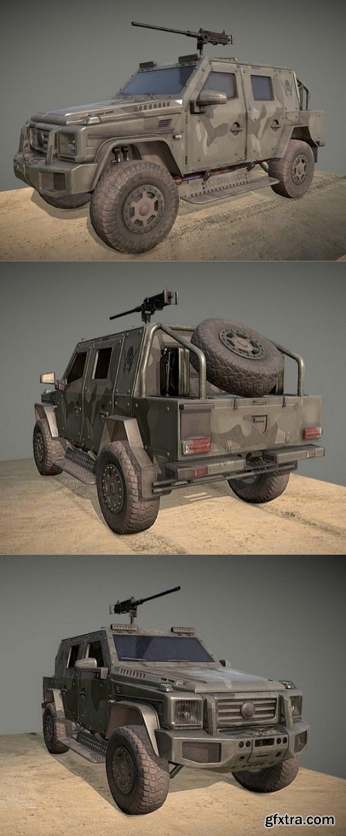 Low poly High detailed military armored 4x4 Sub 3D Model