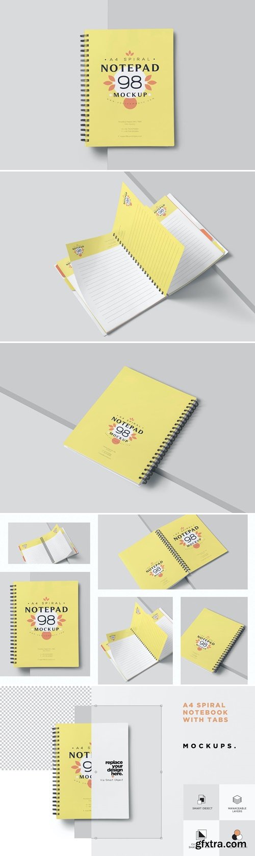 A4 Spiral Notebook Mockups J2TVQ9E