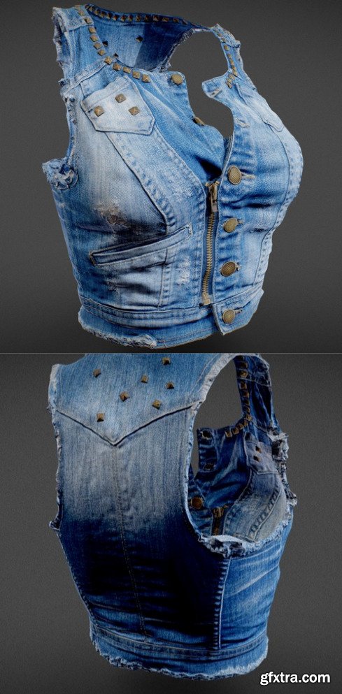 Vintage Top Jeans Studs 3D Model