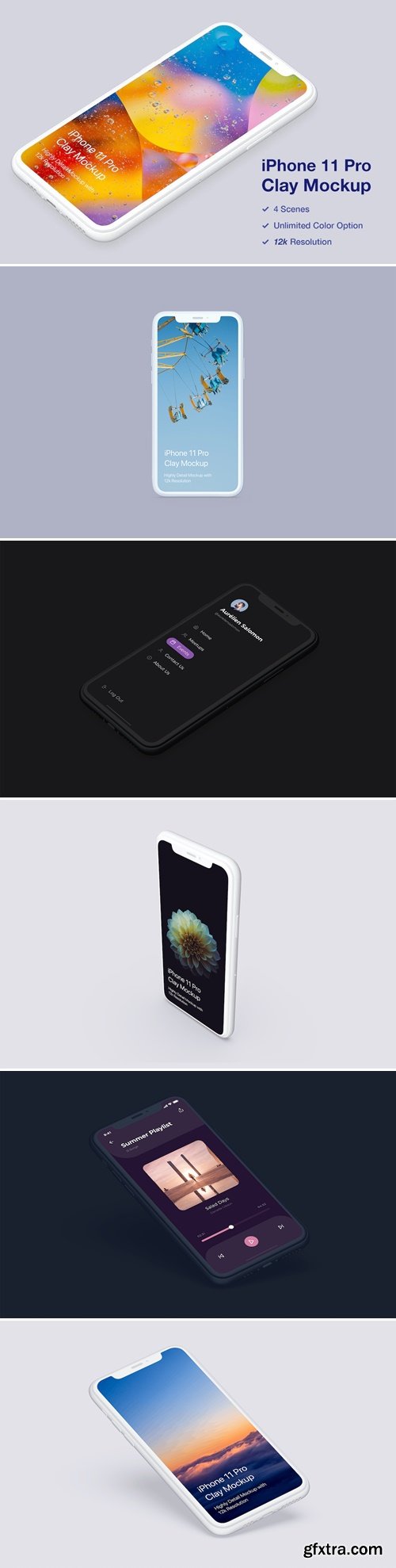 iPhone 11 Pro Mockup - Clay Mockup Scenes RNUSZAU