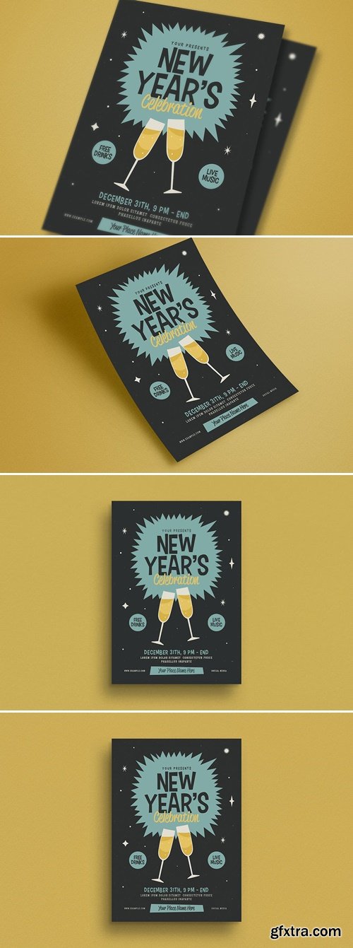 Retro New Year\'s Event Flyer 5KSCPEF