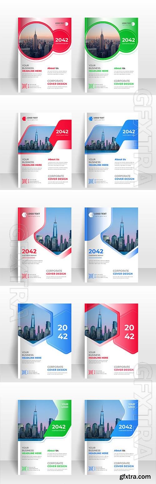 Vector modern corporate business annual report book cover or brochure cover template design vol 2