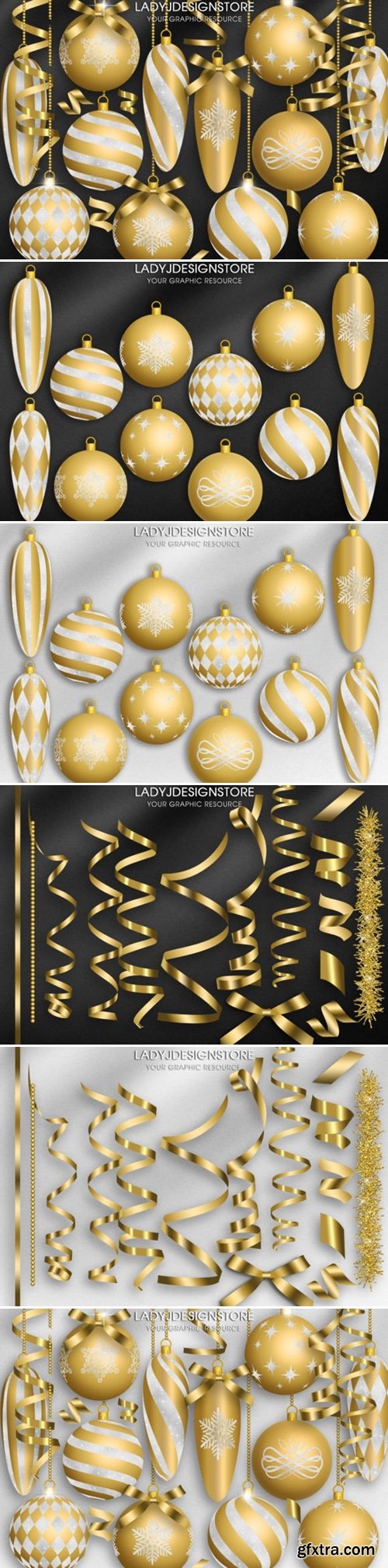 Gold and White Christmas Ornaments 54421617