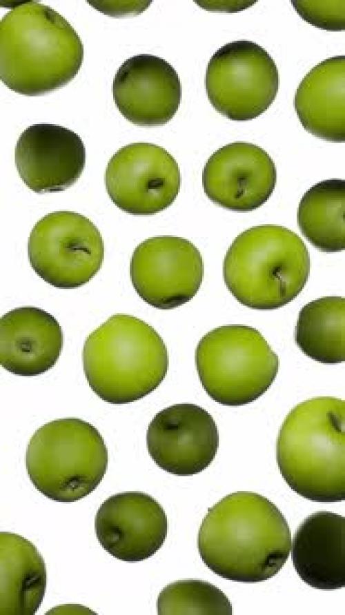 Videohive - Vertical Floating Green Apples on White - 42509321 - 42509321