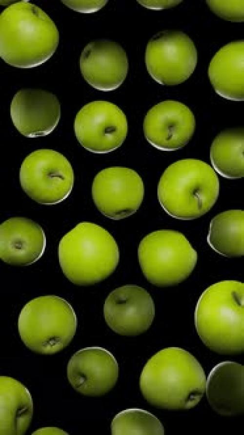 Videohive - Vertical Floating Green Apples on Alpha - 42509333 - 42509333