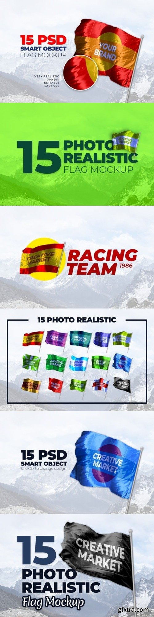 15 Photo Realistic Flag Mockups