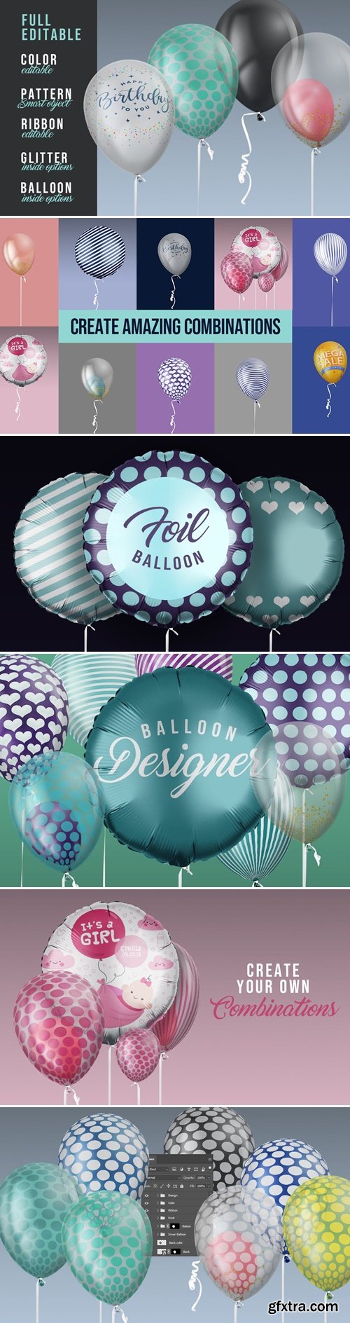 Helium Balloon Designer Mockup Set EJR8XTX