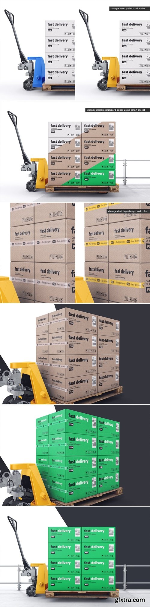 Carton Boxes On Pallet Truck Mockup W4TT4FL