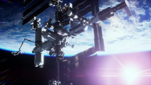 Videohive - View of the Earth and International Space Station is Orbiting the Earth - 42557692 - 42557692