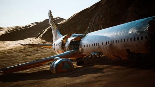 Videohive - Abandoned Crushed Plane in Desert - 42557759 - 42557759