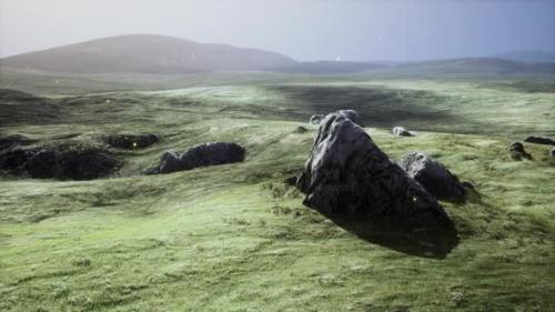 Videohive - Green Meadow on the Background of the Mountains - 42557841 - 42557841