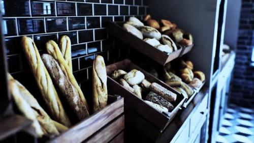 Videohive - Fresh Bread on Shelves in Bakery - 42558691 - 42558691