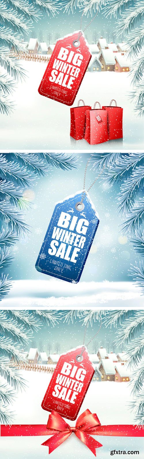 Winter Holiday Sales Tags on Snowy Weather - Vector Templates