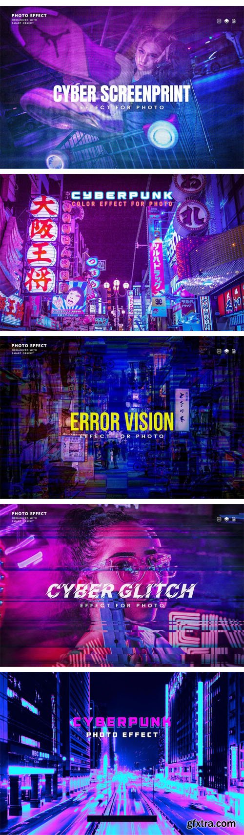 Cyberpunk & Glitch Photo Effects for Photoshop