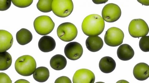 Videohive - Endlessly Falling Green Apples on White - 42509330 - 42509330