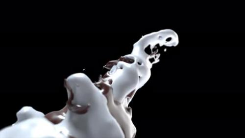 Videohive - Super slow motion of mixing milk with molten chocolate - 42312316 - 42312316