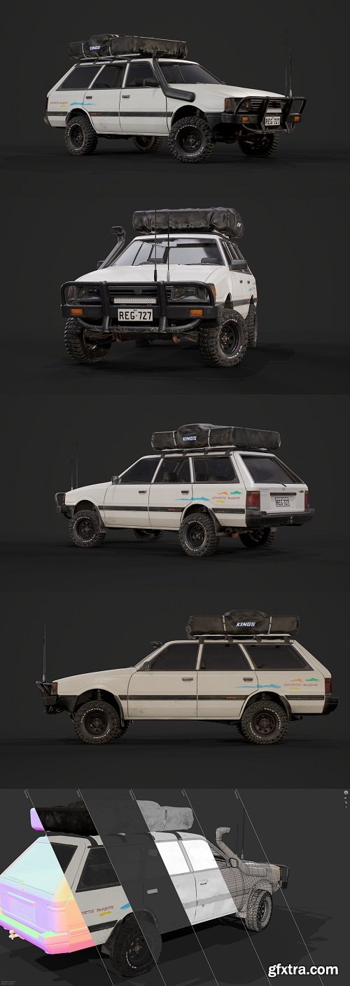 Subaru L Series 4WD 1990 Sports Wagon 3d model