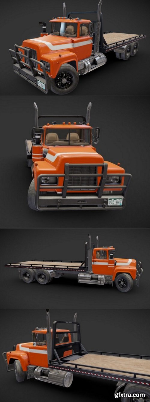 Industrial flatbed truck 3D Model