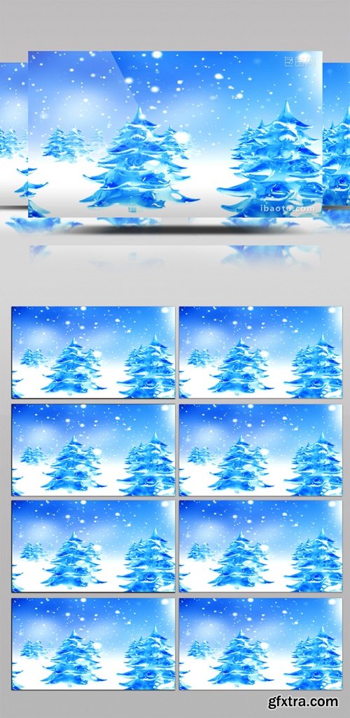 Christmas Blue Christmas Tree Snowflakes Falling Video 454025